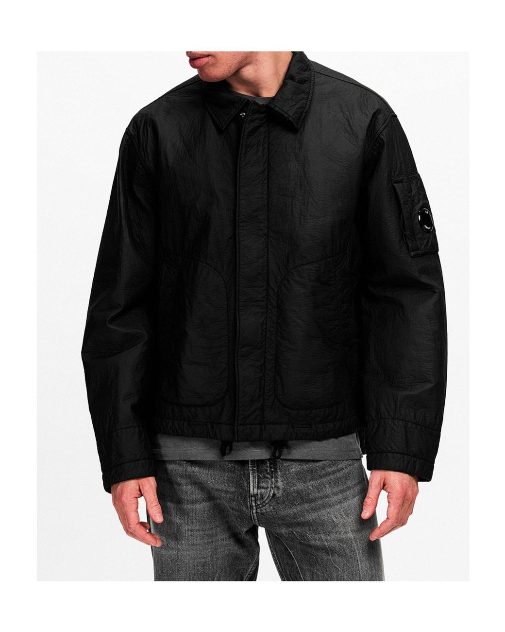 C P Company Black Feltro Bi Film Jacket for men
