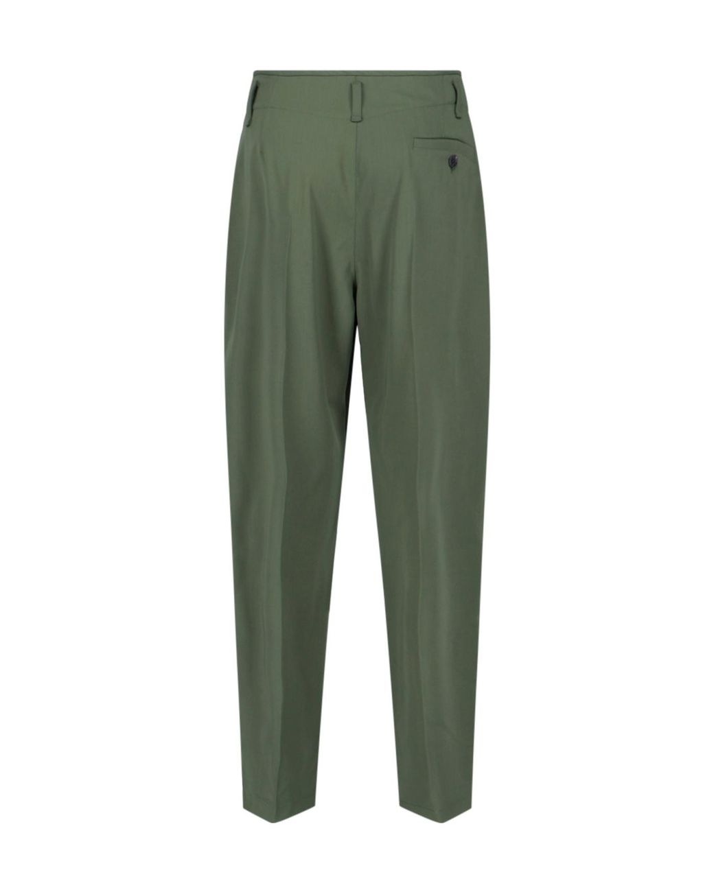 Lemaire Green Pleated Tapered Leg Trousers for men