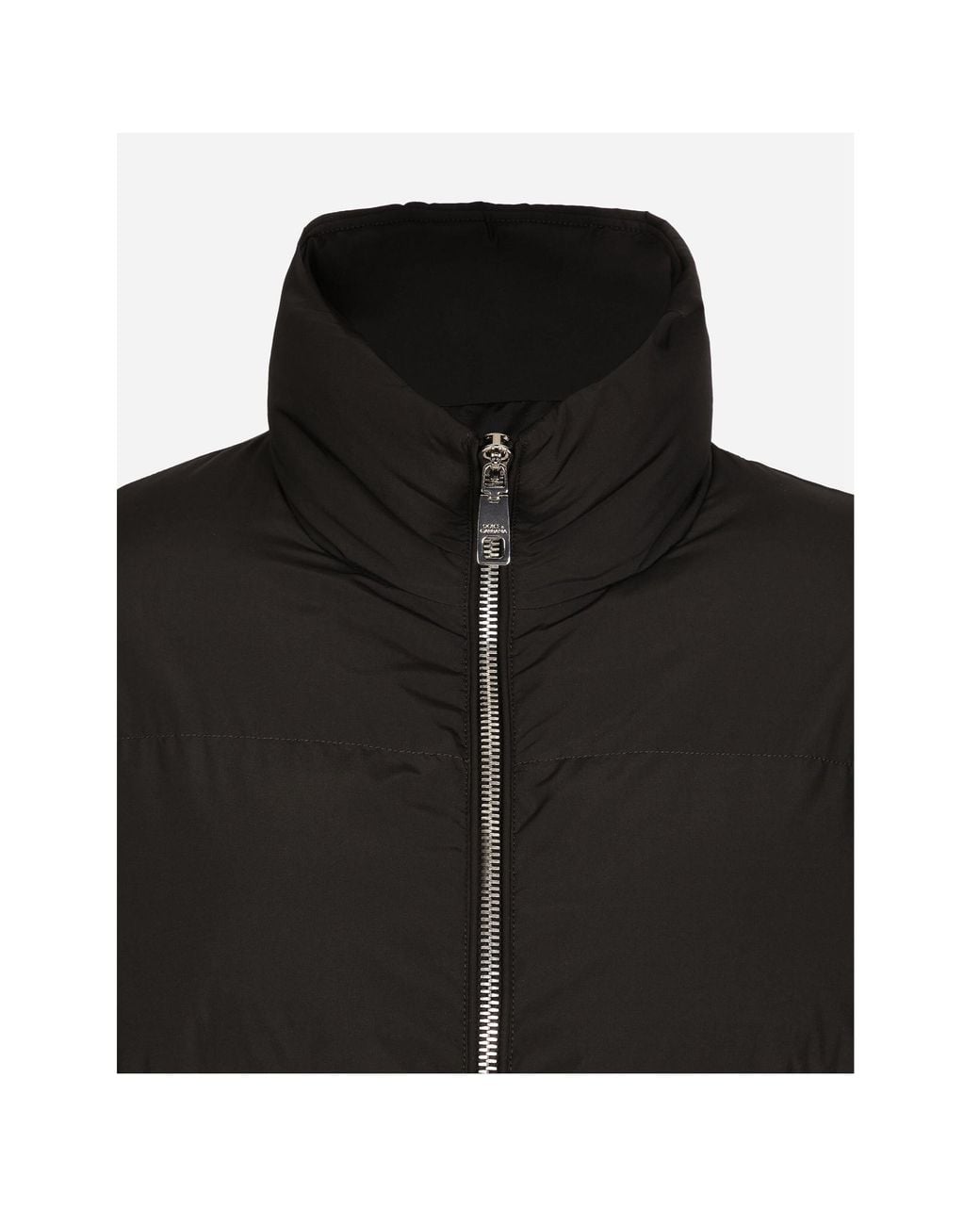Dolce & Gabbana Black Short Nylon Down Jacket With Branded Tag