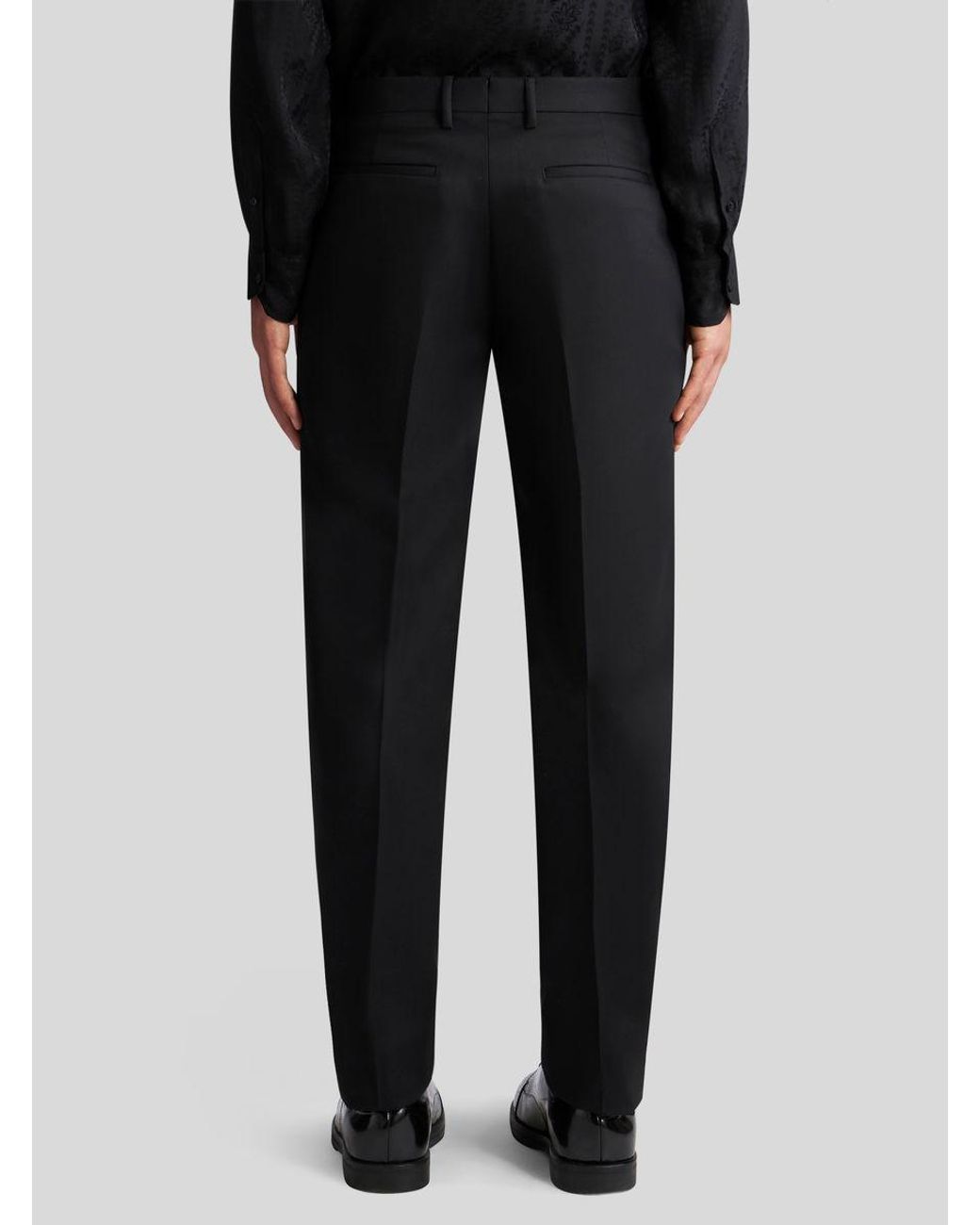 Etro Black Wool And Mohair Slim-Fit Trousers for men