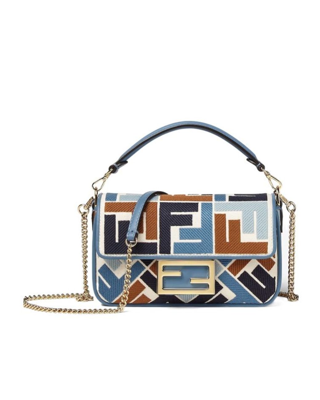 ハンドバッグ Baguette Mini Blue canvas bag with FF embroidery Fendi Canvas Bag With Ff Embroidery in Blue | Lyst