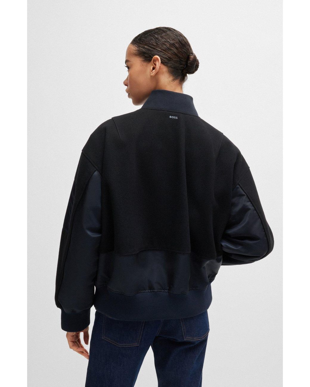 Boss Blue Panelled Bomber Jacket