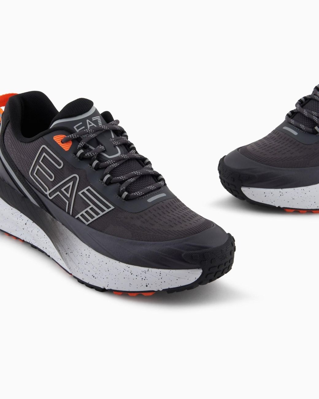 EA7 Black Logo Printed Lace-Up Sneakers for men