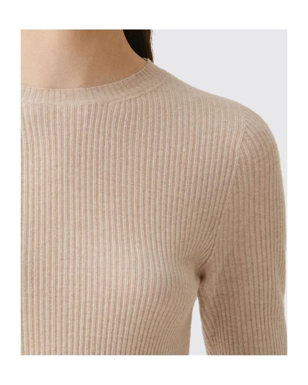 Fabiana Filippi Natural Ribbed Knit T-Shirt