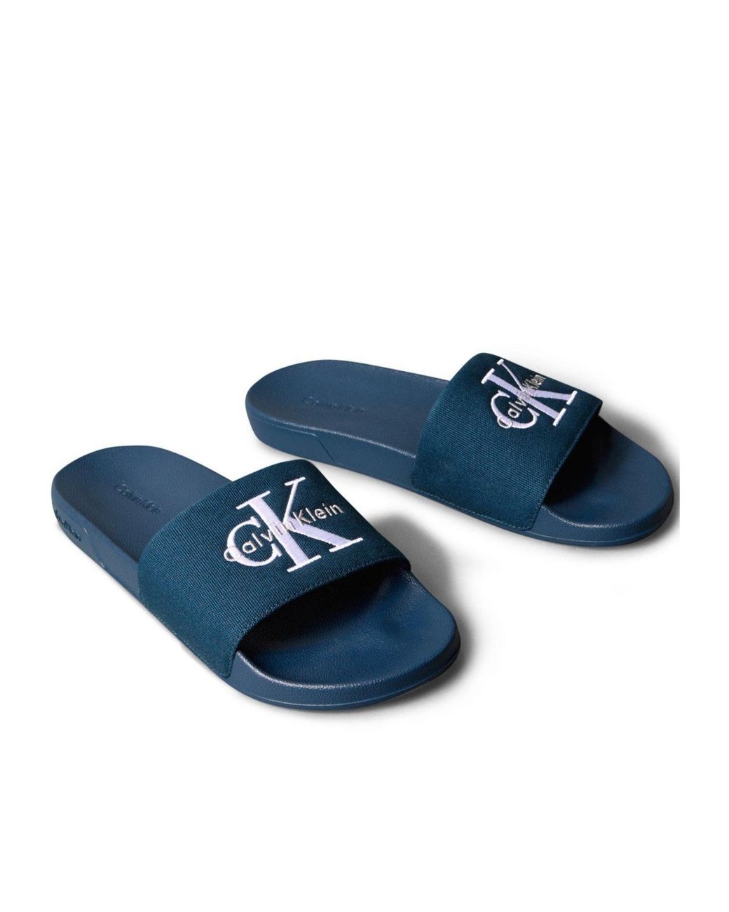 Calvin Klein Blue Solid Color Pool Sliders for men