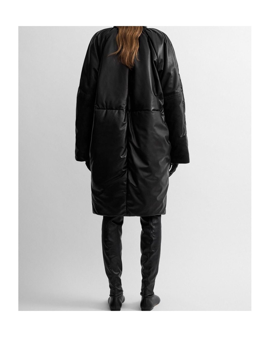 Totême Black Padded Leather Coat