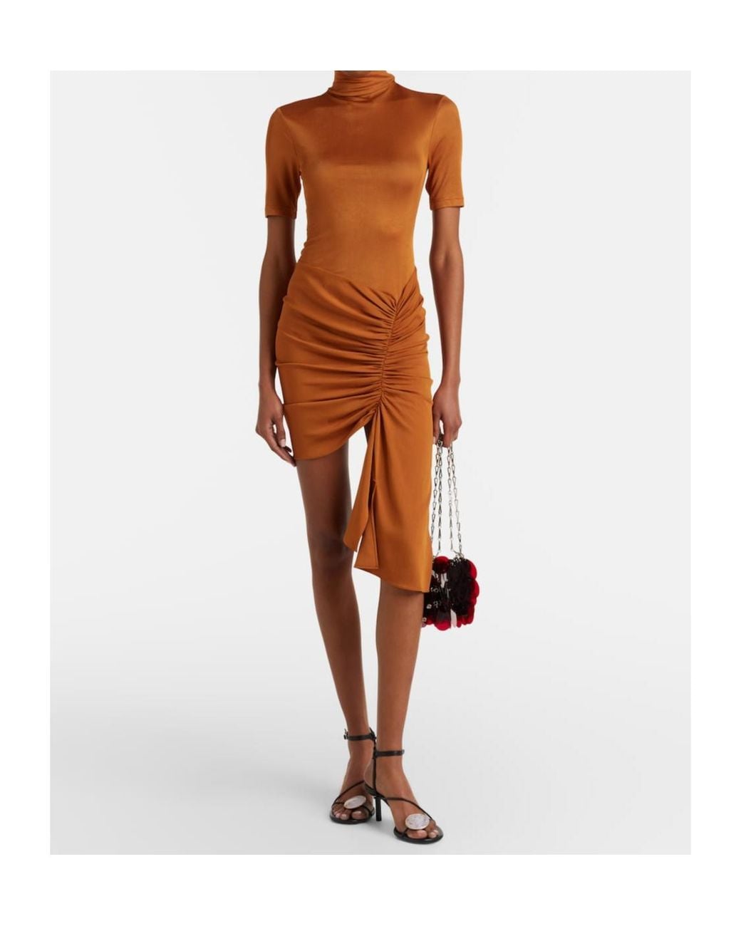 Christopher Esber Brown Fusion Ruched Minidress