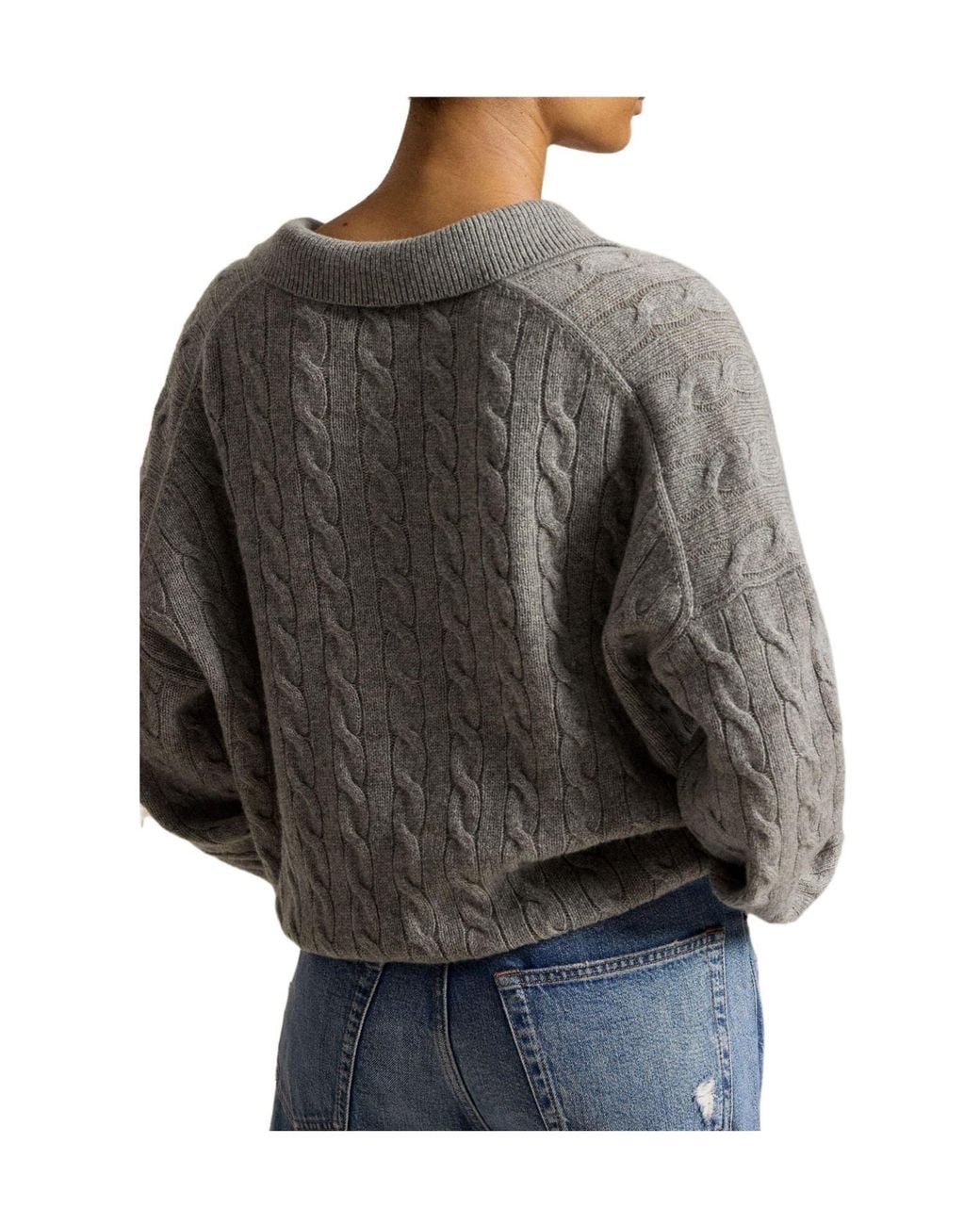 Polo Ralph Lauren Gray Sweater Polo Knitted Long Sleeve Shirt
