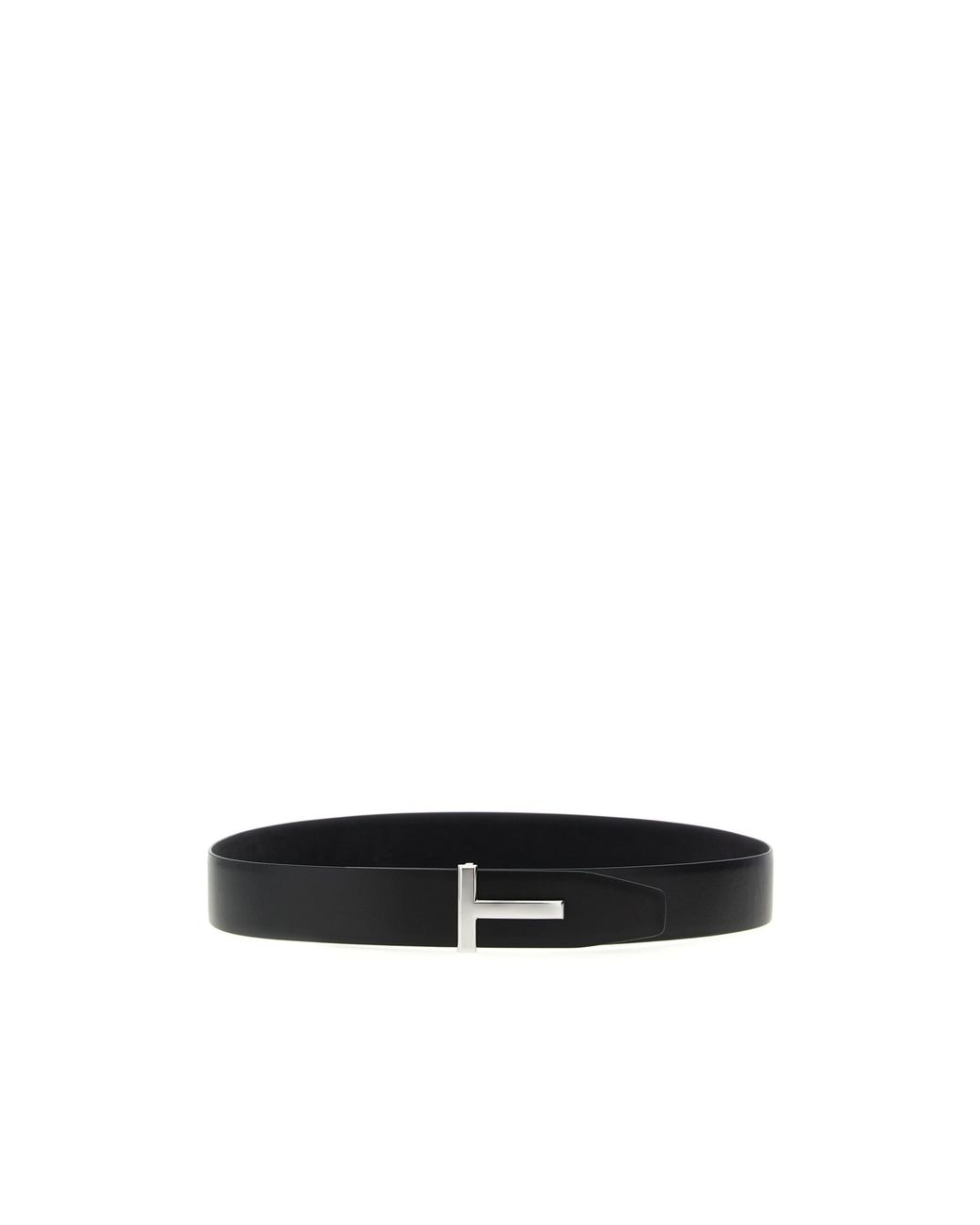Tom Ford White T-Logo Plaque Reversible Buckle Belt for men