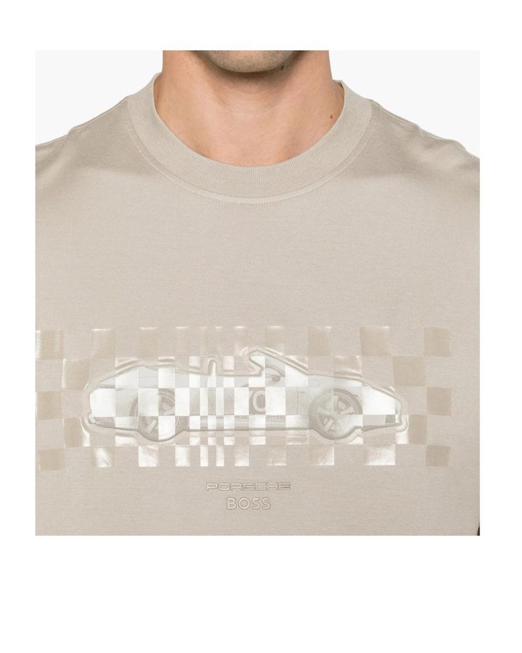 Boss White X Porsche Graphic-Print T-Shirt for men