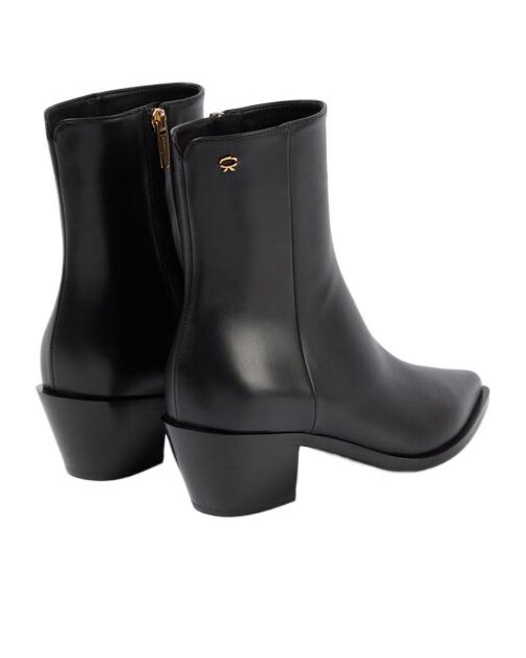 Gianvito Rossi Black Solid Leather Ankle Boots