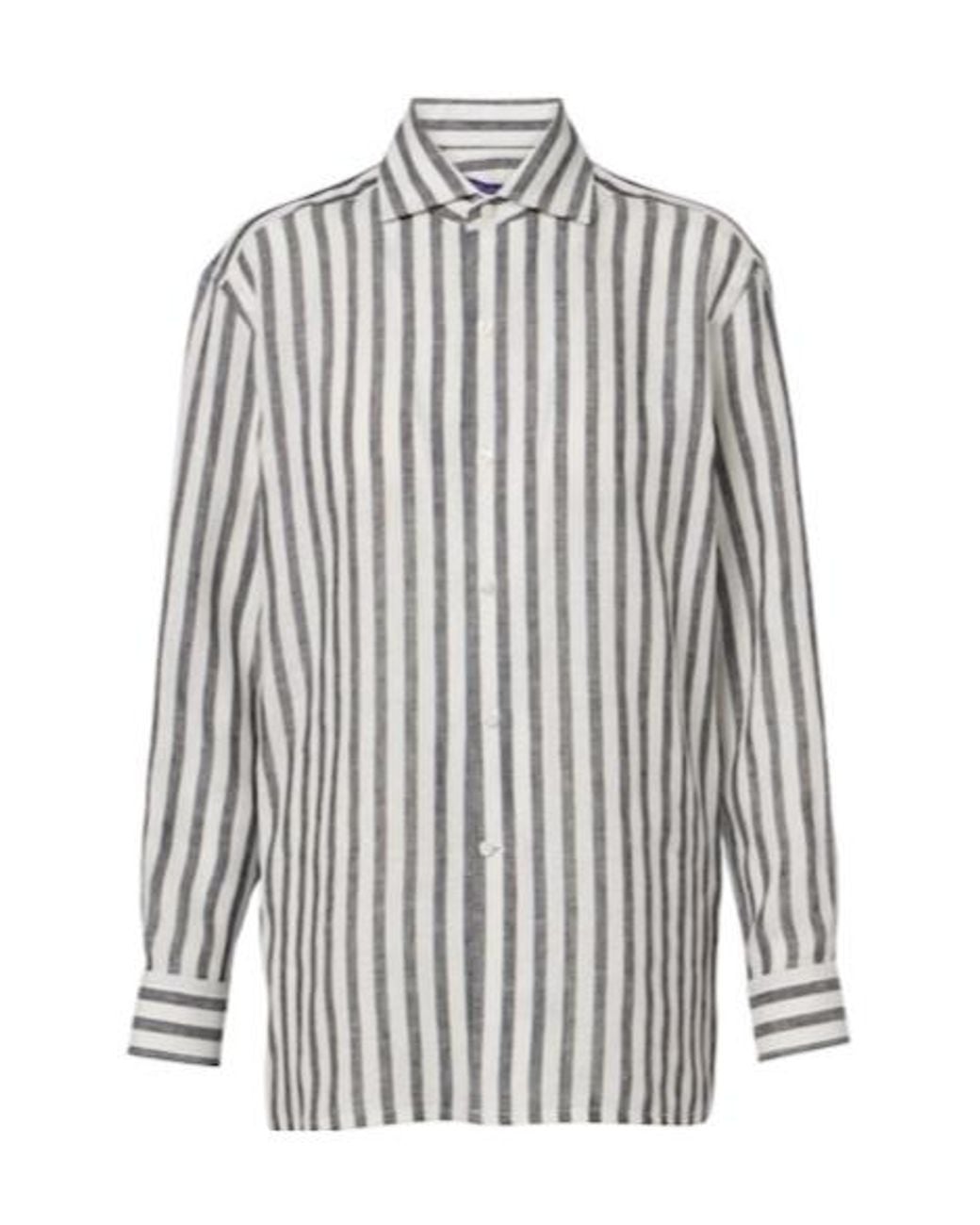 Ralph Lauren White Capri Striped Linen Shirt