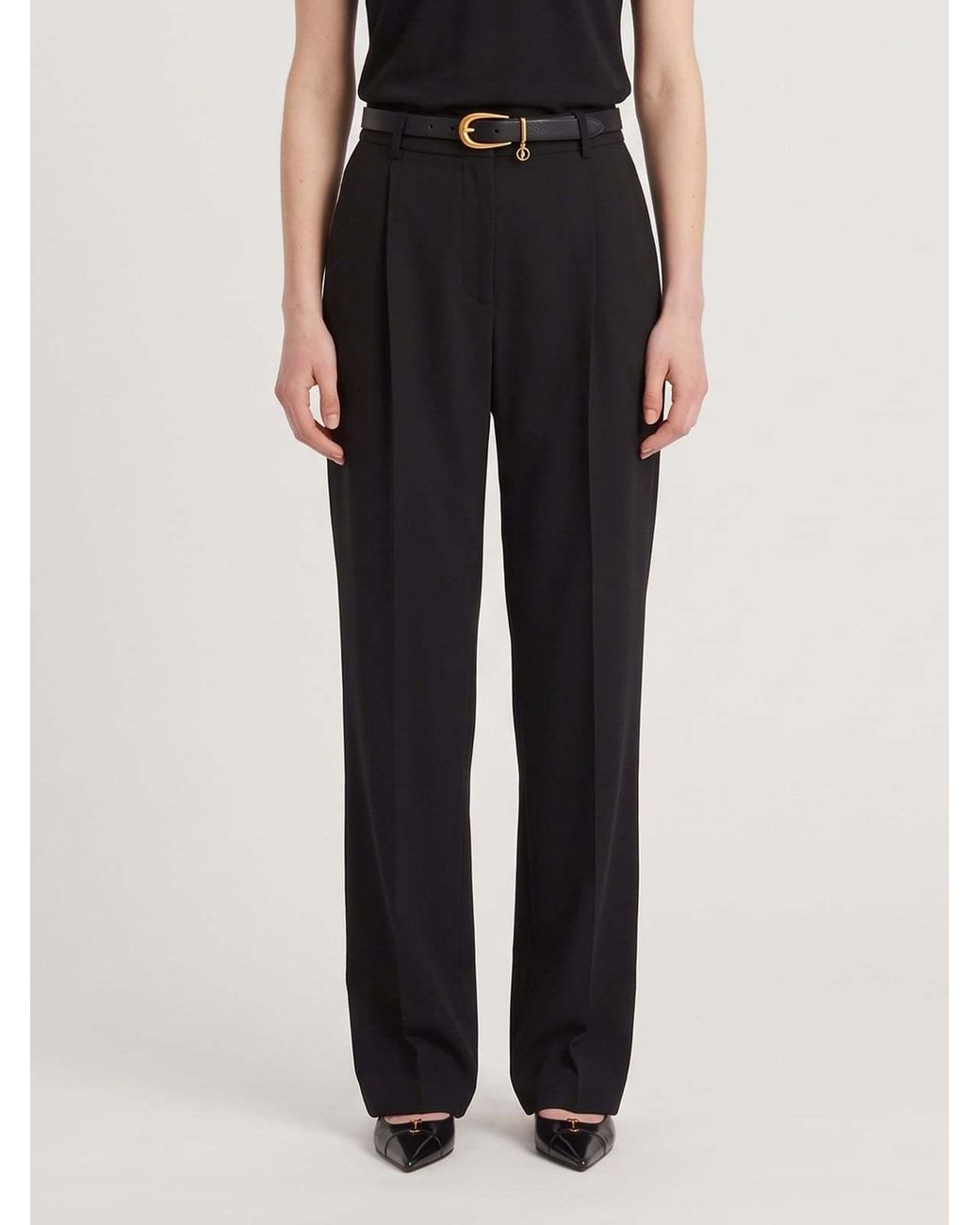 Saint Laurent Black Mid-Rise Tailored Pants