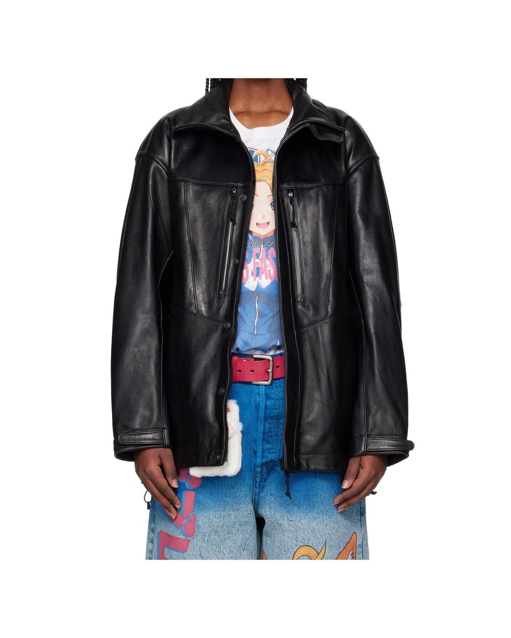 Doublet Black Panelled Leather Jacket