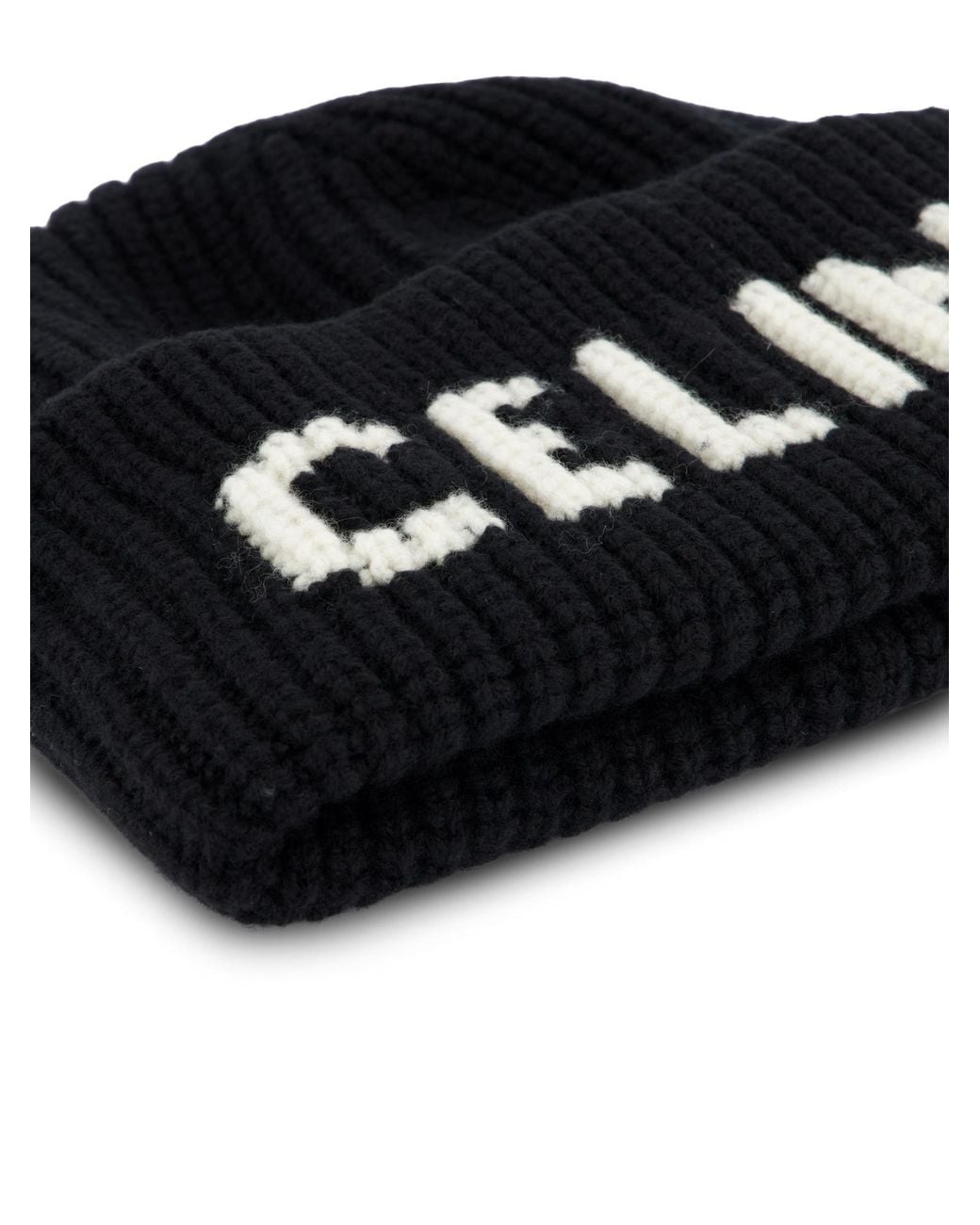 Céline Black Ribbed Hat for men