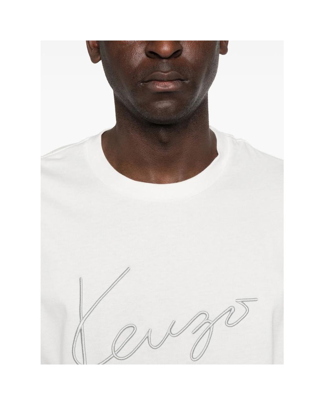 KENZO White Signature Embroidered T-Shirt for men