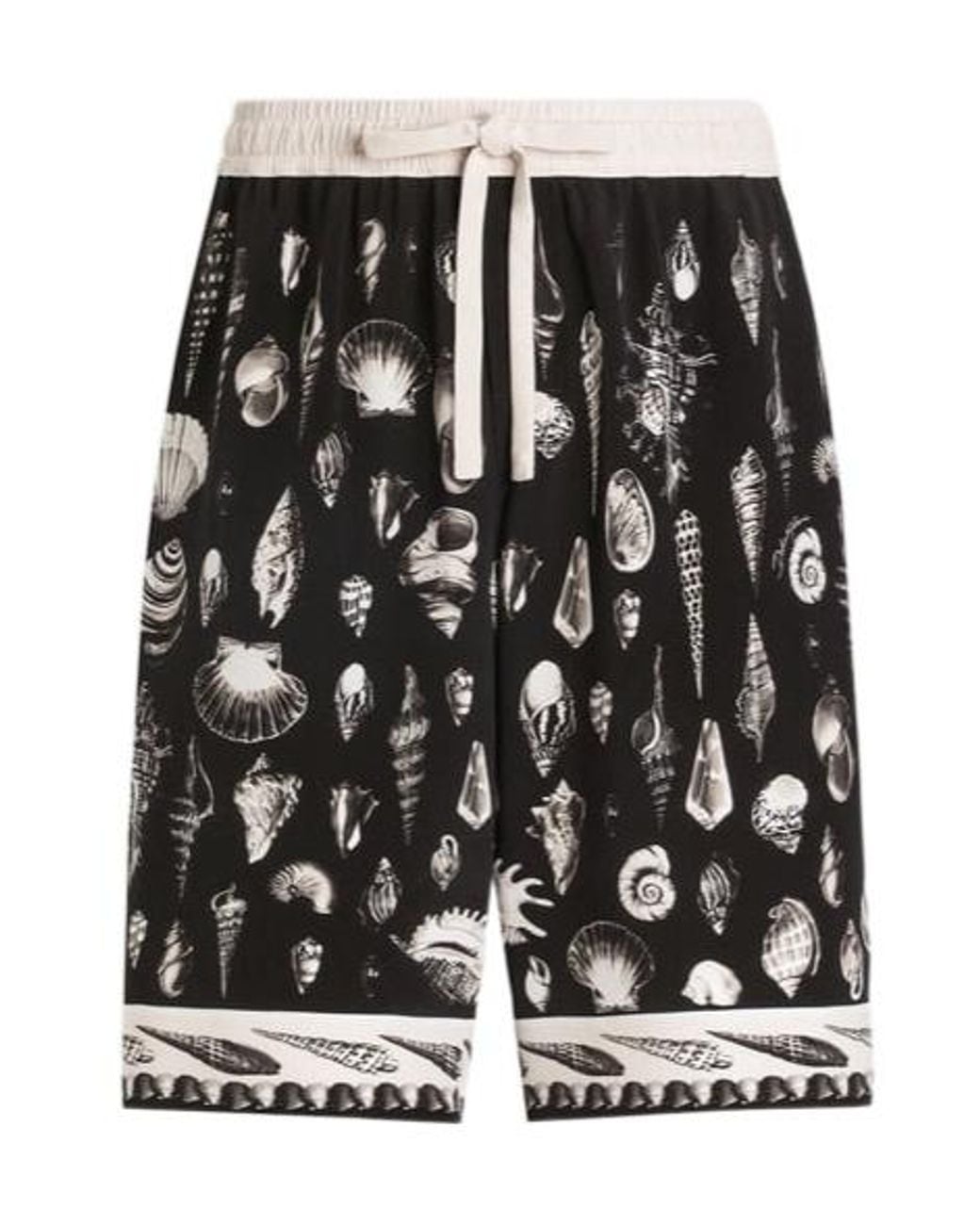 Dolce & Gabbana Black Seashell-Print Drawstring Shorts for men