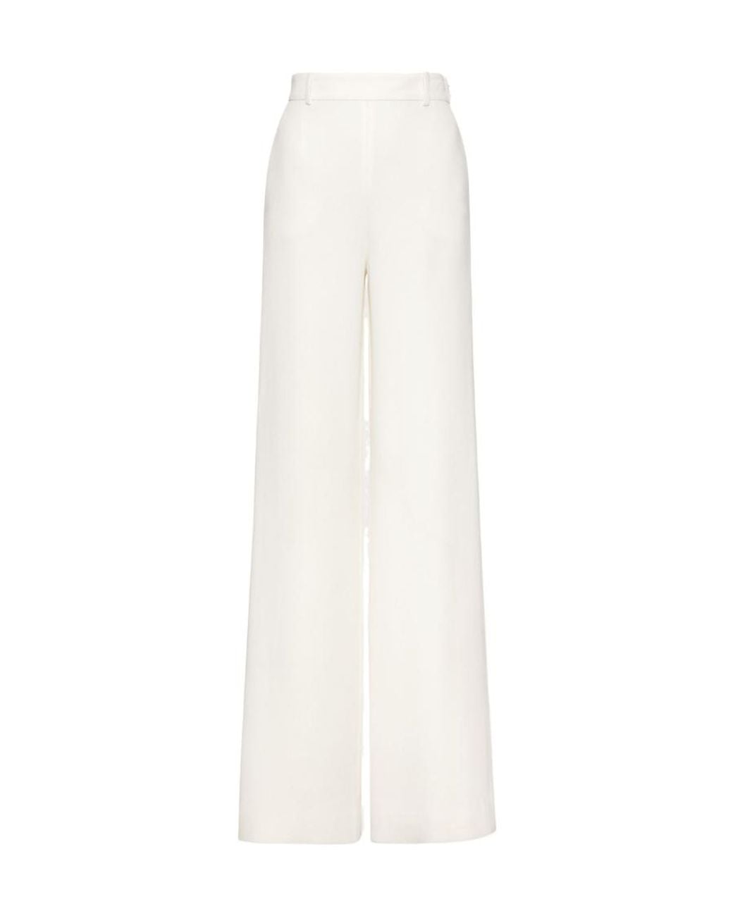 Valentino White High-Waisted Wide-Leg Trousers