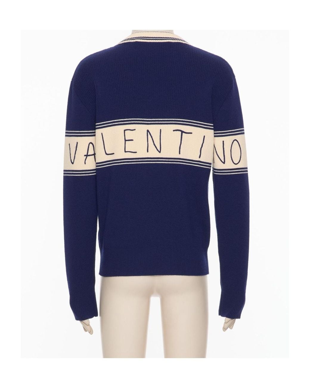 Valentino Blue Chez V-Neck Jumper for men