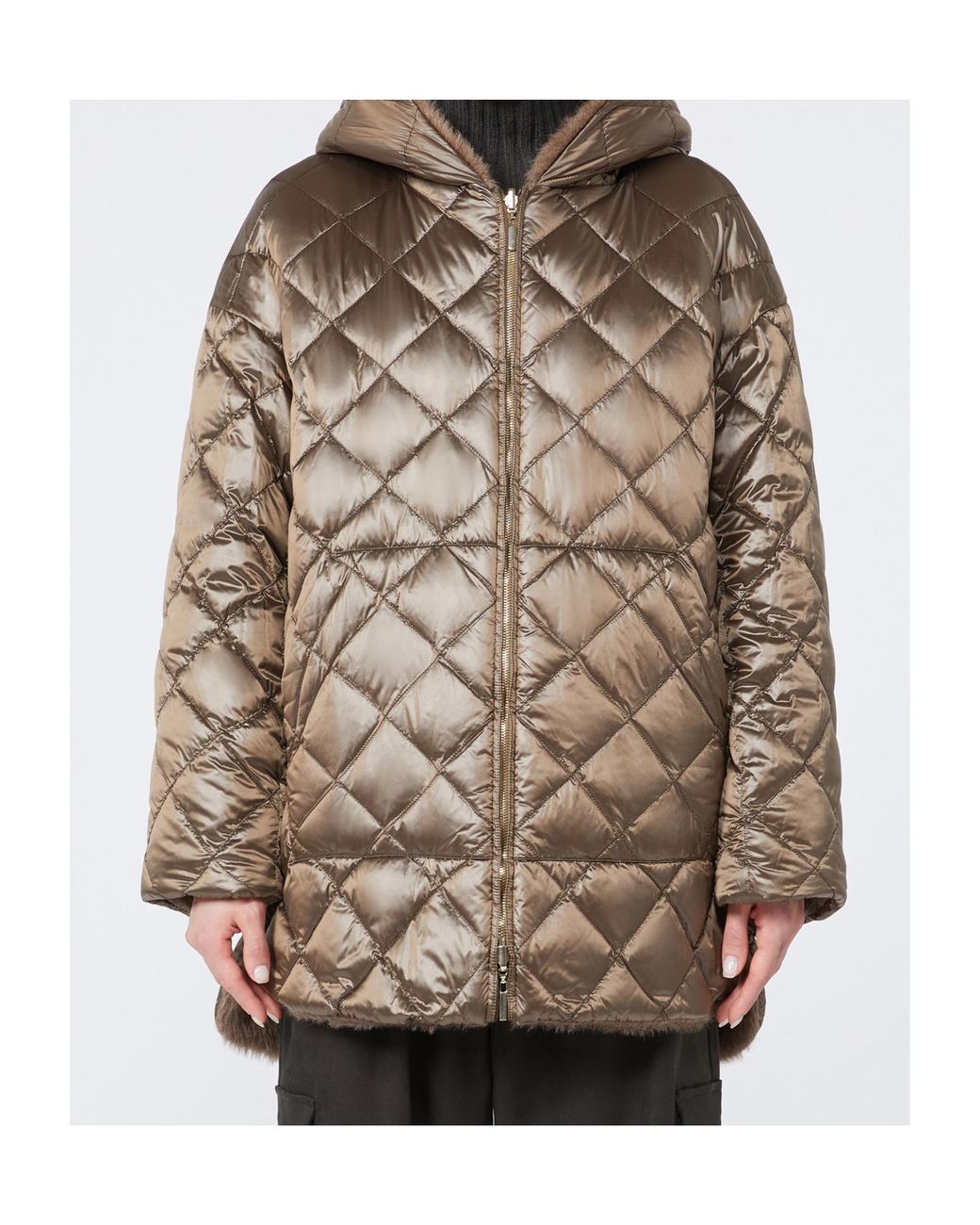 Max Mara Brown The Cube Spacefe Quilted Hooded Jacket