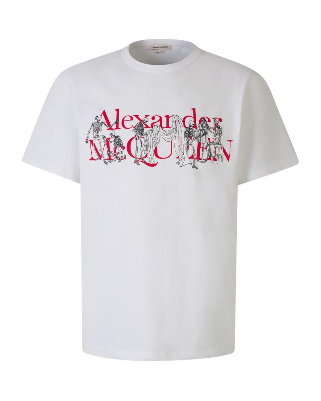 McQueen White Logo-Printed Crewneck T-Shirt for men