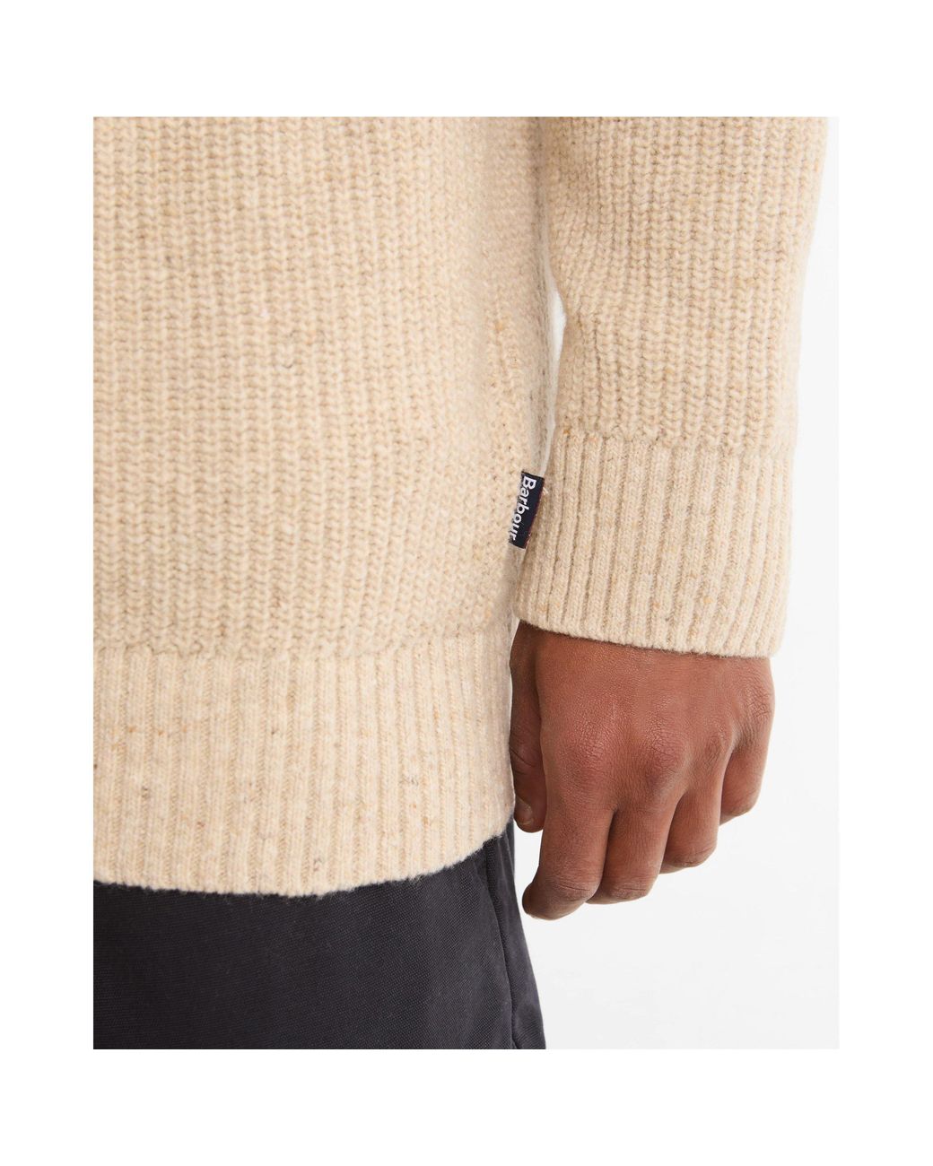 Barbour Natural Shawl Collar Chunky Knit Sweater for men