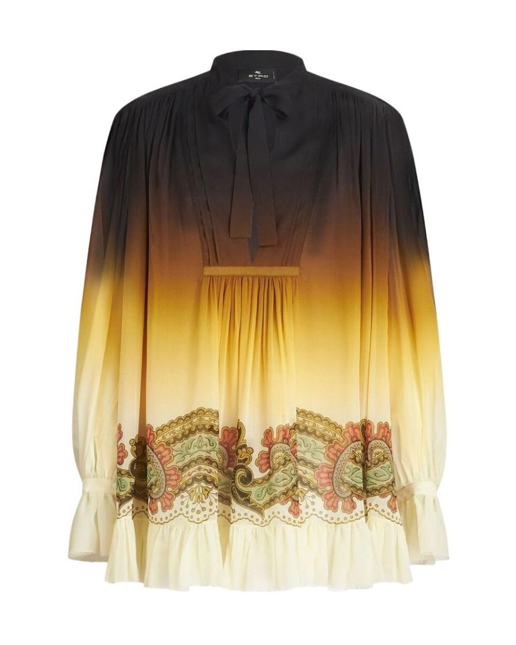 Etro Yellow Ornamental Print Ombré Dress