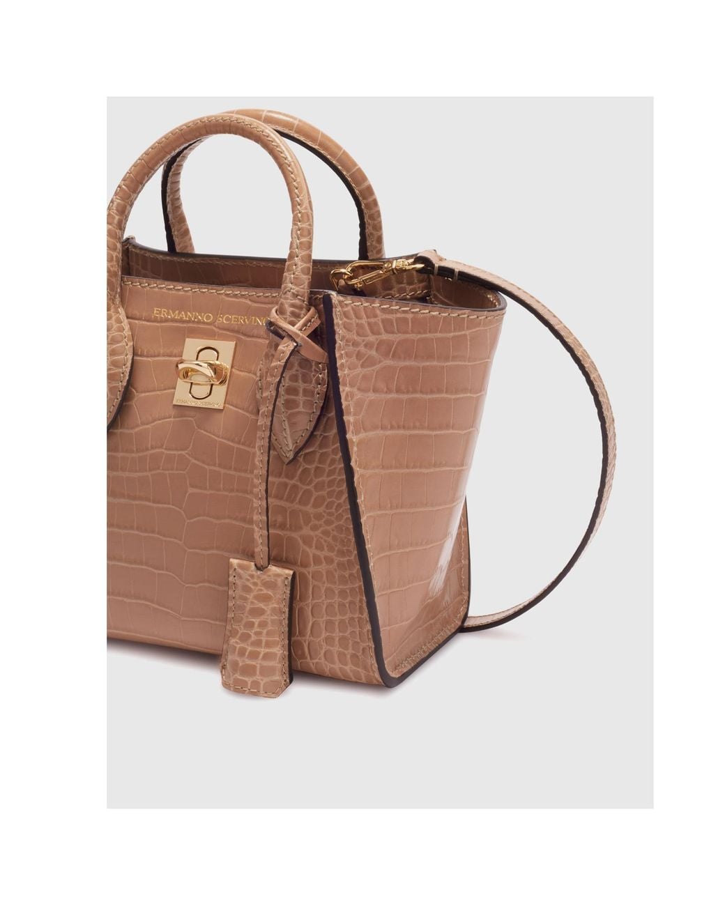 Ermanno Scervino Brown Double Handle Shoulder Bag