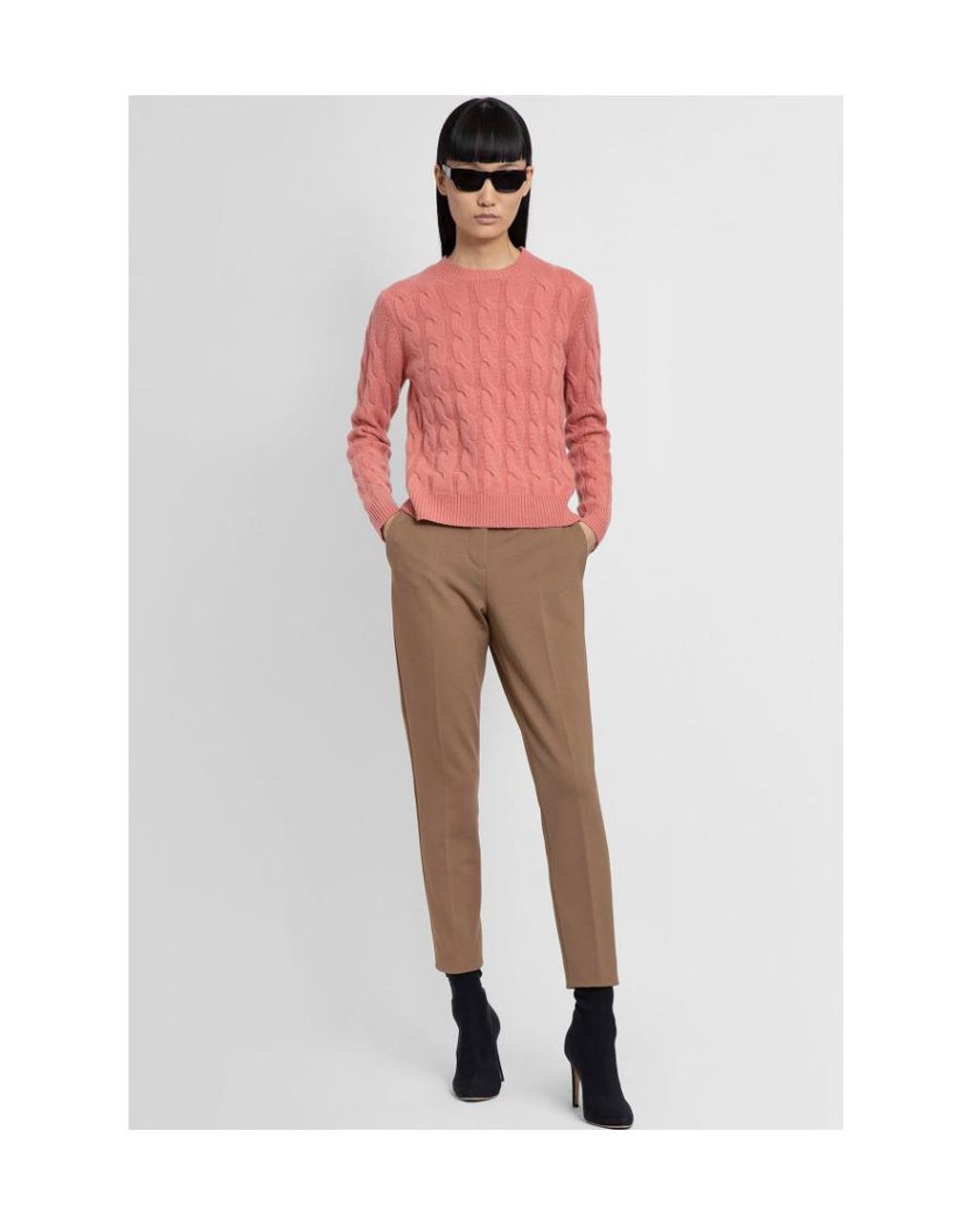 Max Mara Pink Cable-Knit Cashmere Sweater