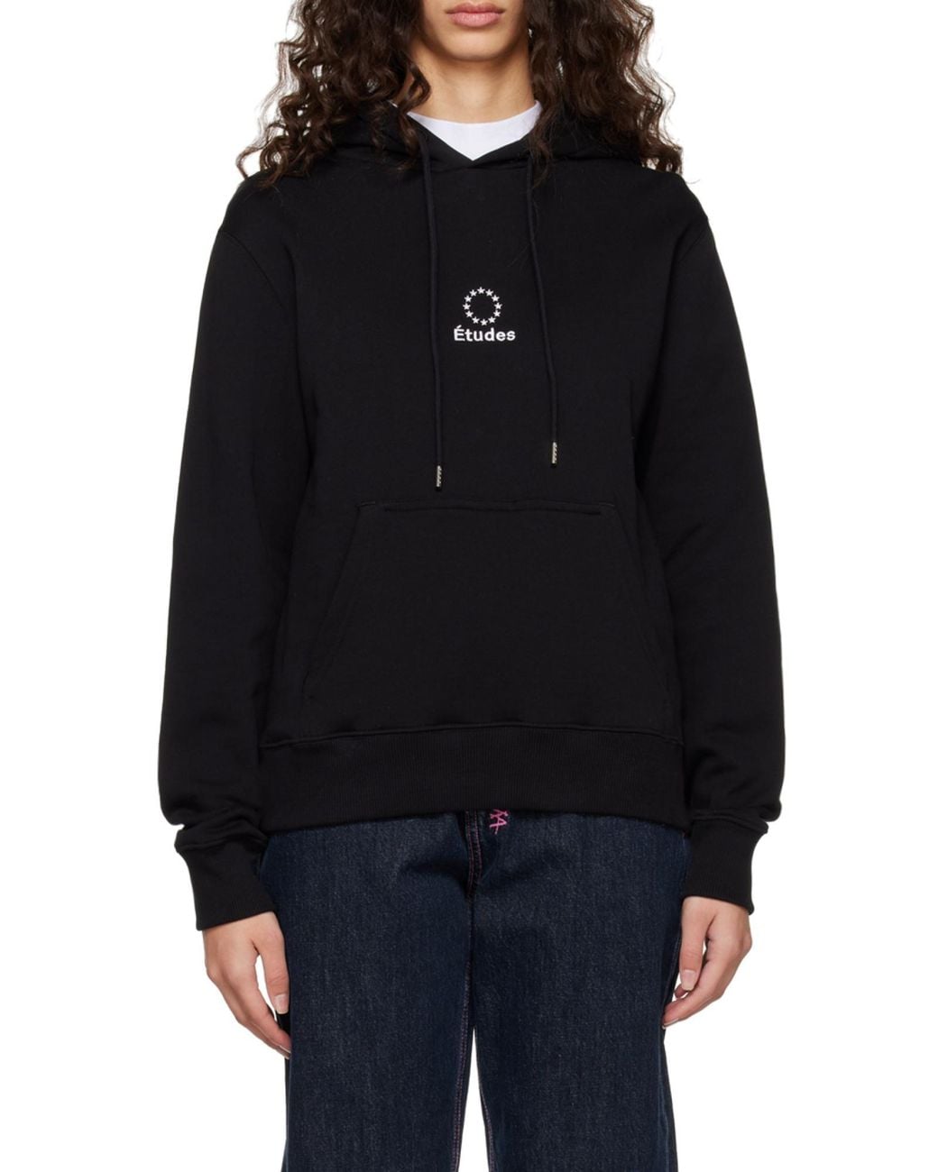 Etudes Studio Black Logo Embroidered Drawstring Hoodie for men