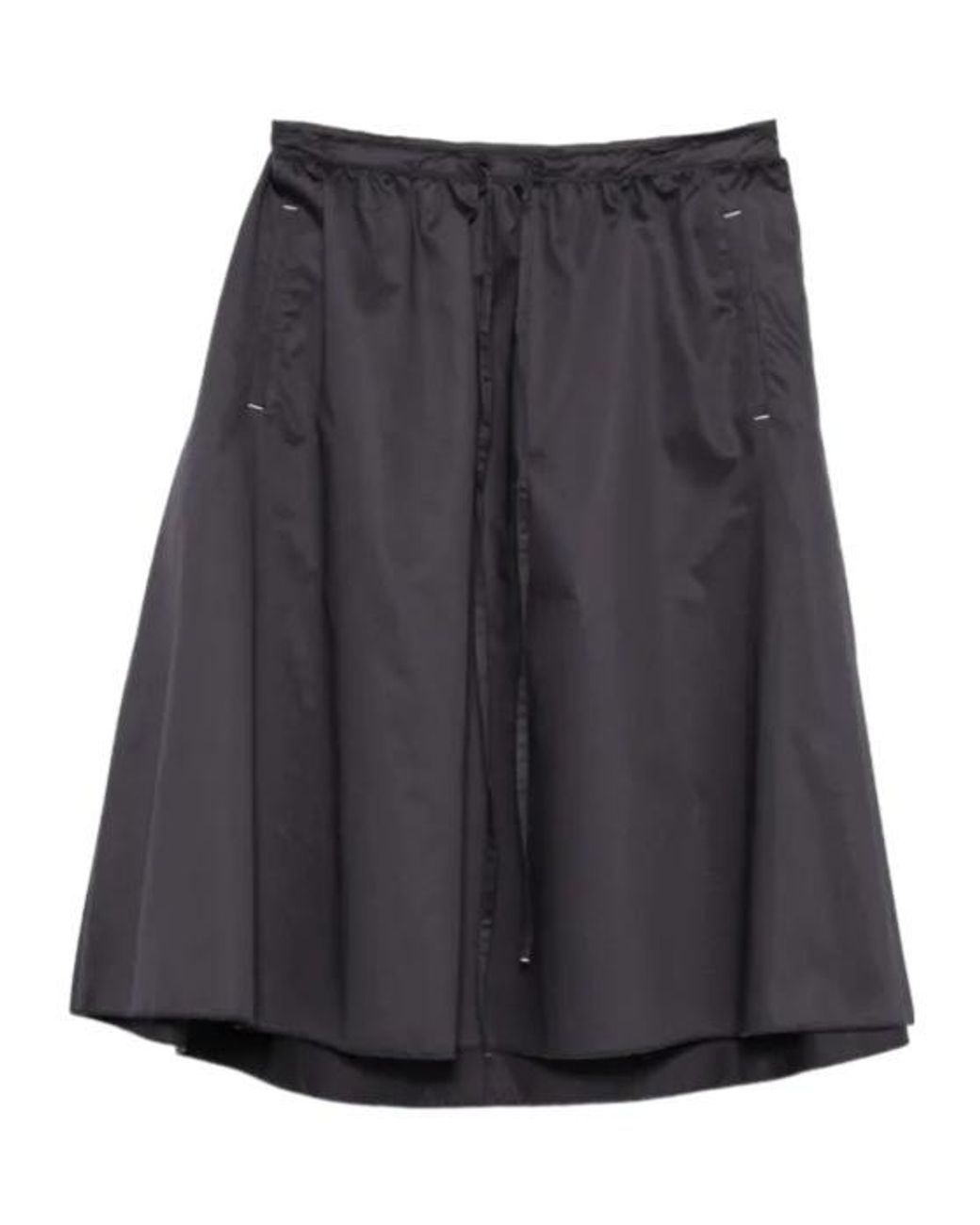 Low Classic Black Drawstring Cotton Midi Skirt
