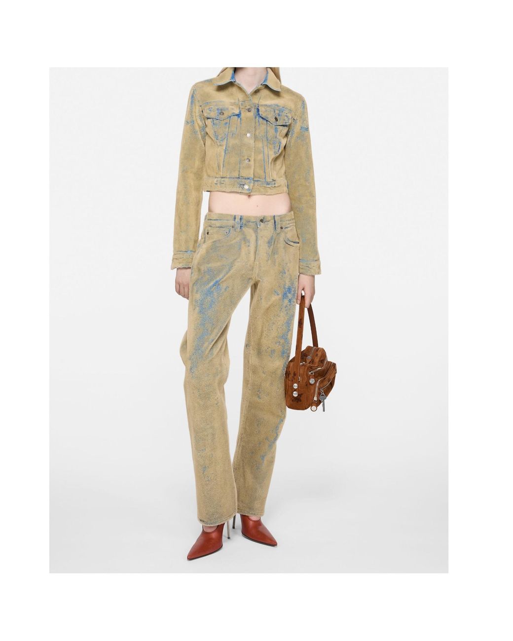 Acne Natural Flocked Straight-Leg Jeans