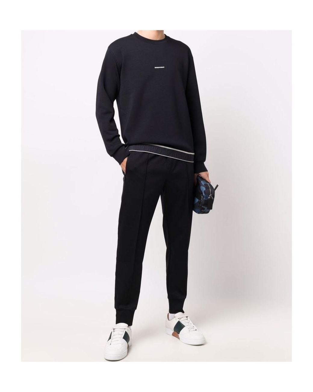 Emporio Armani Black Mid-Rise Slim-Fit Track Pants for men