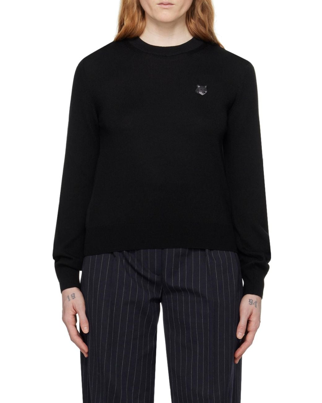 Maison Kitsuné Black Maison Kitsuné Fox Head Patch Knitted Jumper