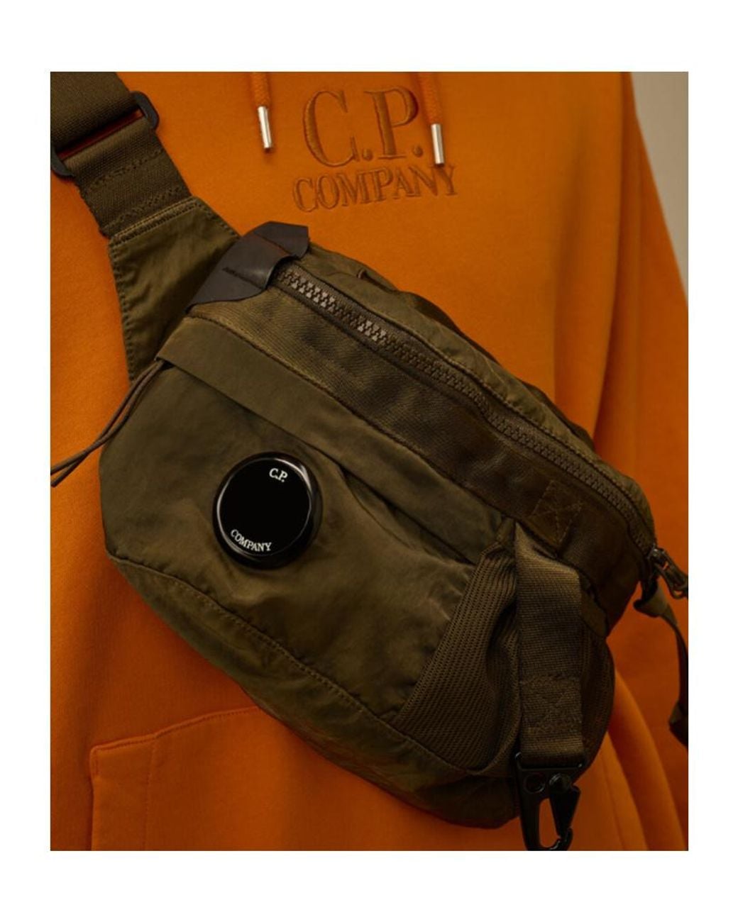 C P Company Natural Zip Fastening Belt Bag for men