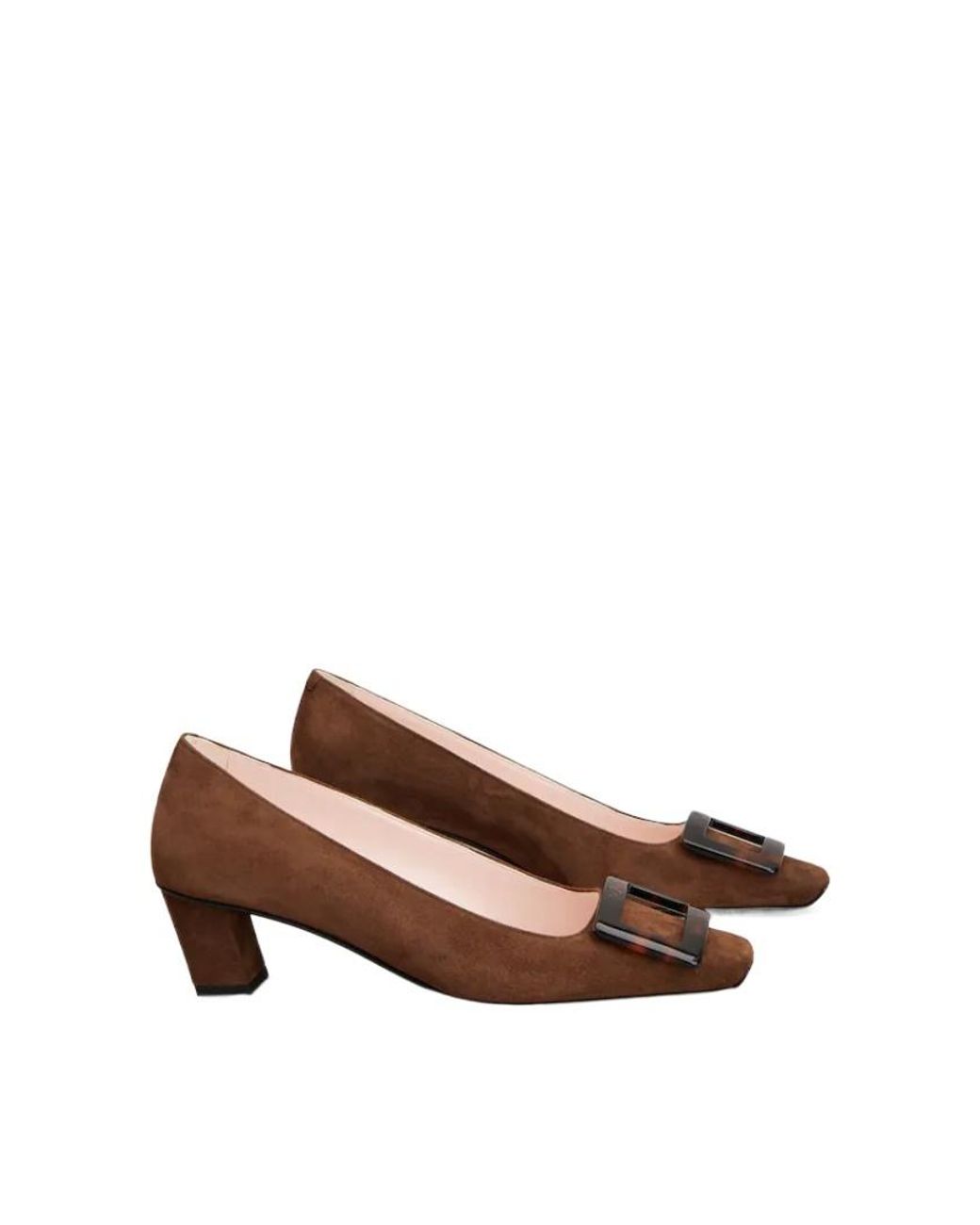 Roger Vivier Brown Square-Toe Slip-On Pumps