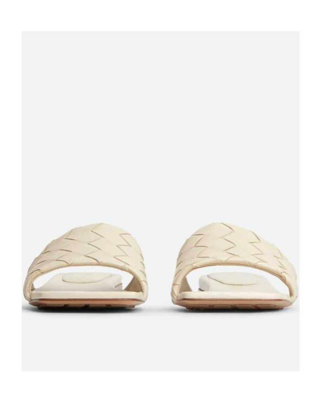 Bottega Veneta White Parco Intrecciato Flat Sandals