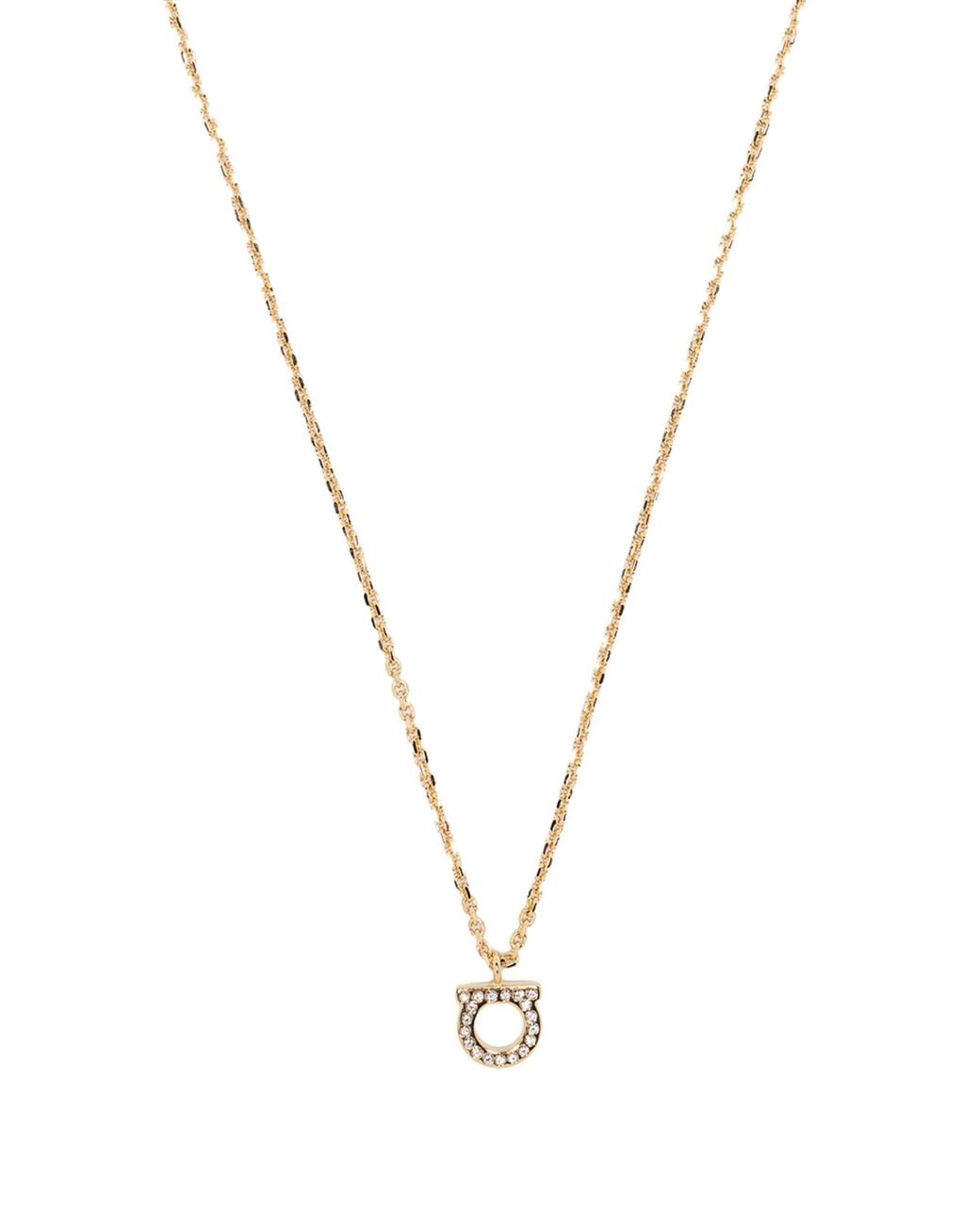 Ferragamo White Crystal-Embellished Gancini Necklace