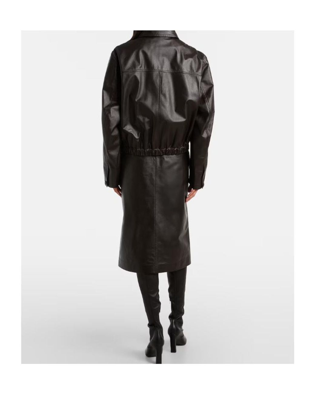 Lemaire Black Leather Midi Skirt