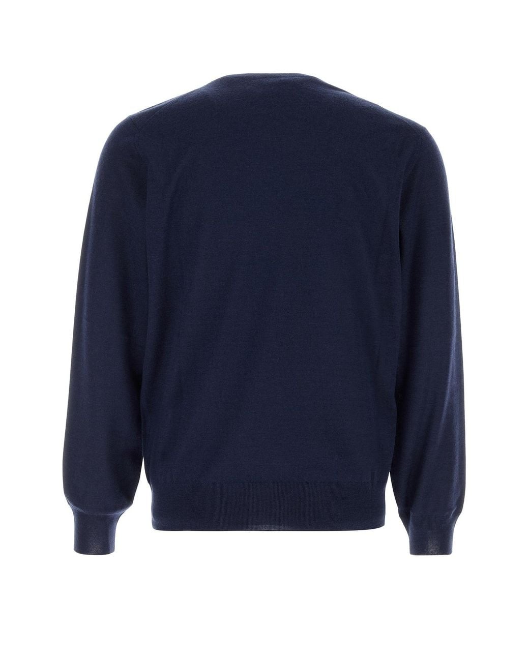 Brunello Cucinelli Blue Crewneck Knitted Sweater for men