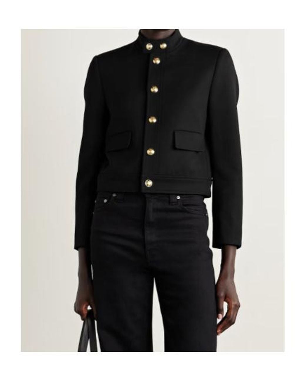 Nili Lotan Black Hadley Cropped Wool-Twill Jacket