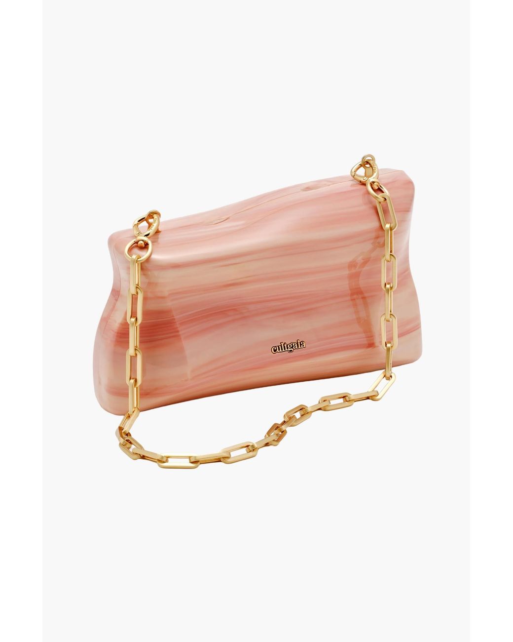 Cult Gaia Pink Malaya Logo Lettering Clutch Bag