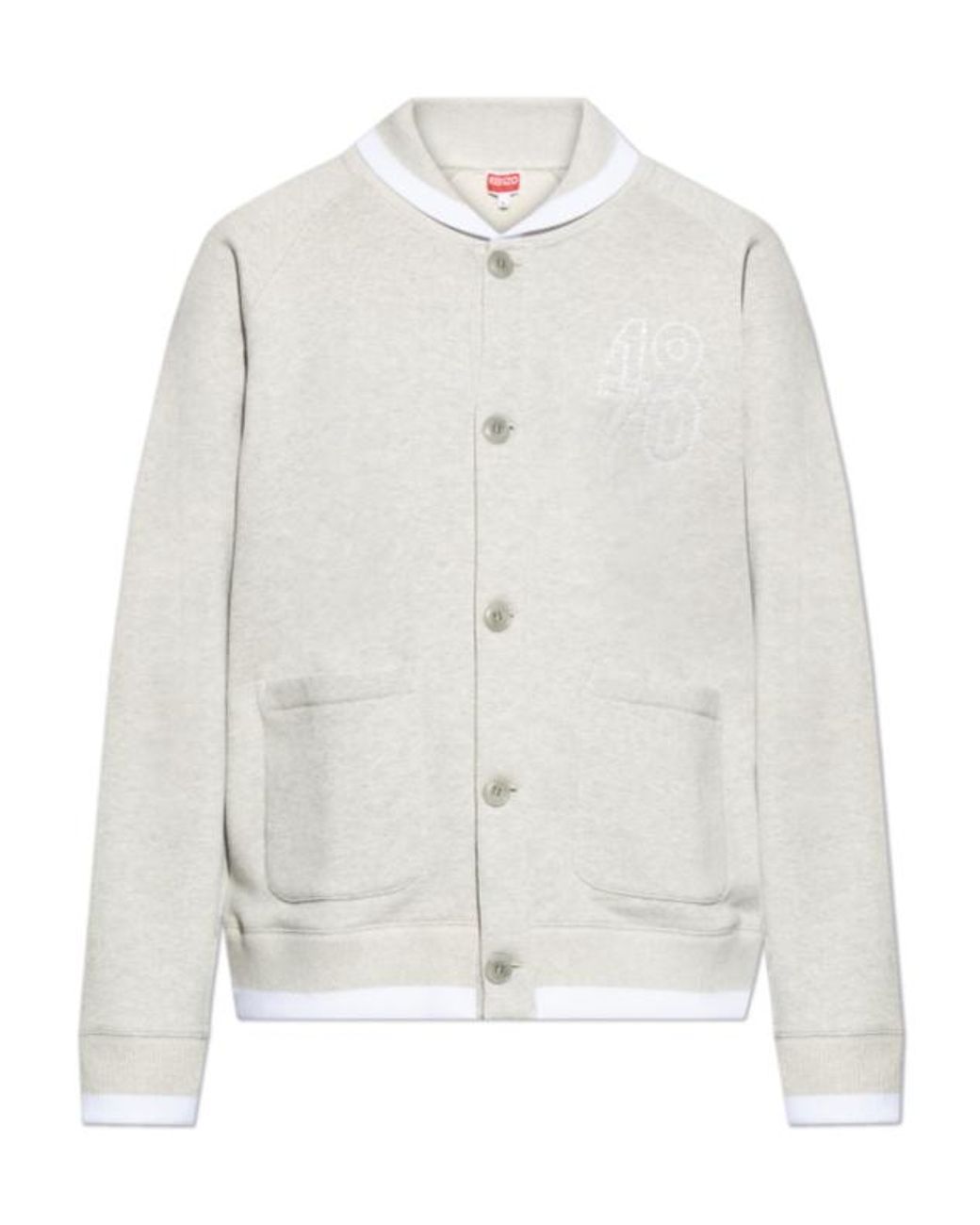 KENZO White Long-Sleeved Button-Up Sweatshirt for men