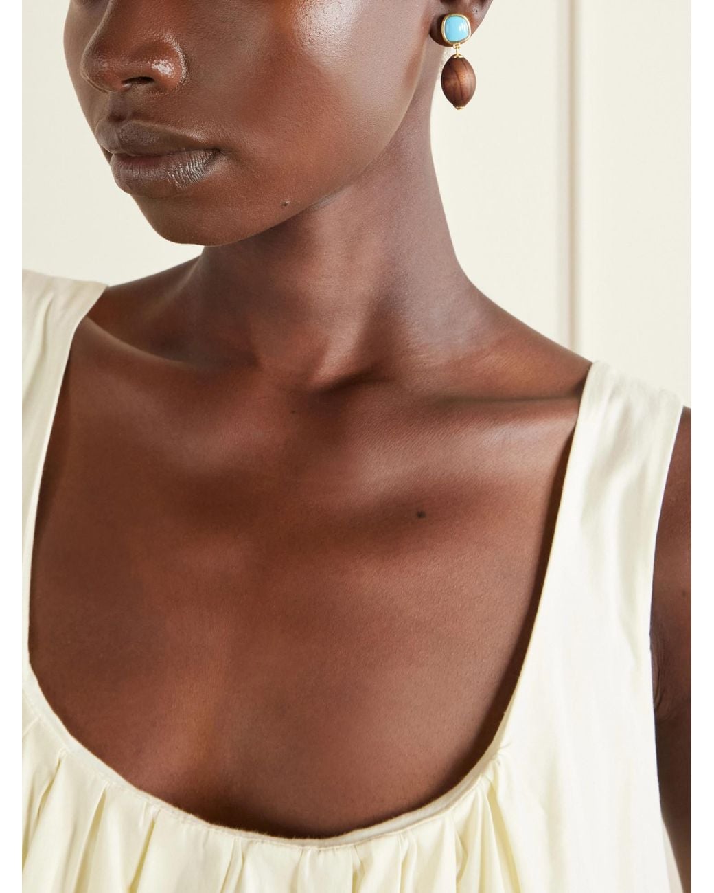 Lizzie Fortunato White Resin And Wood Earrings