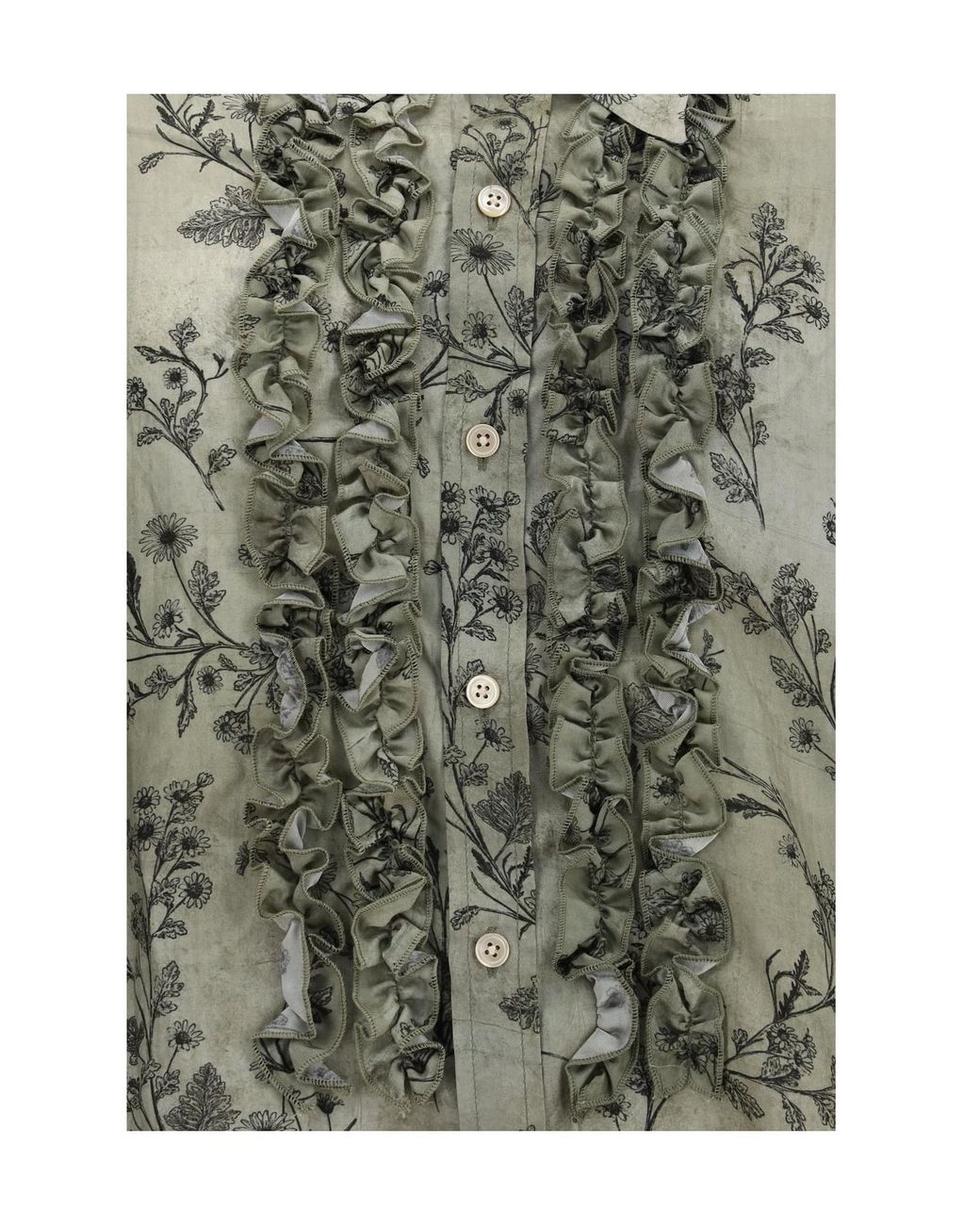 R13 Gray Ruffle Floral V-Neck Shirt