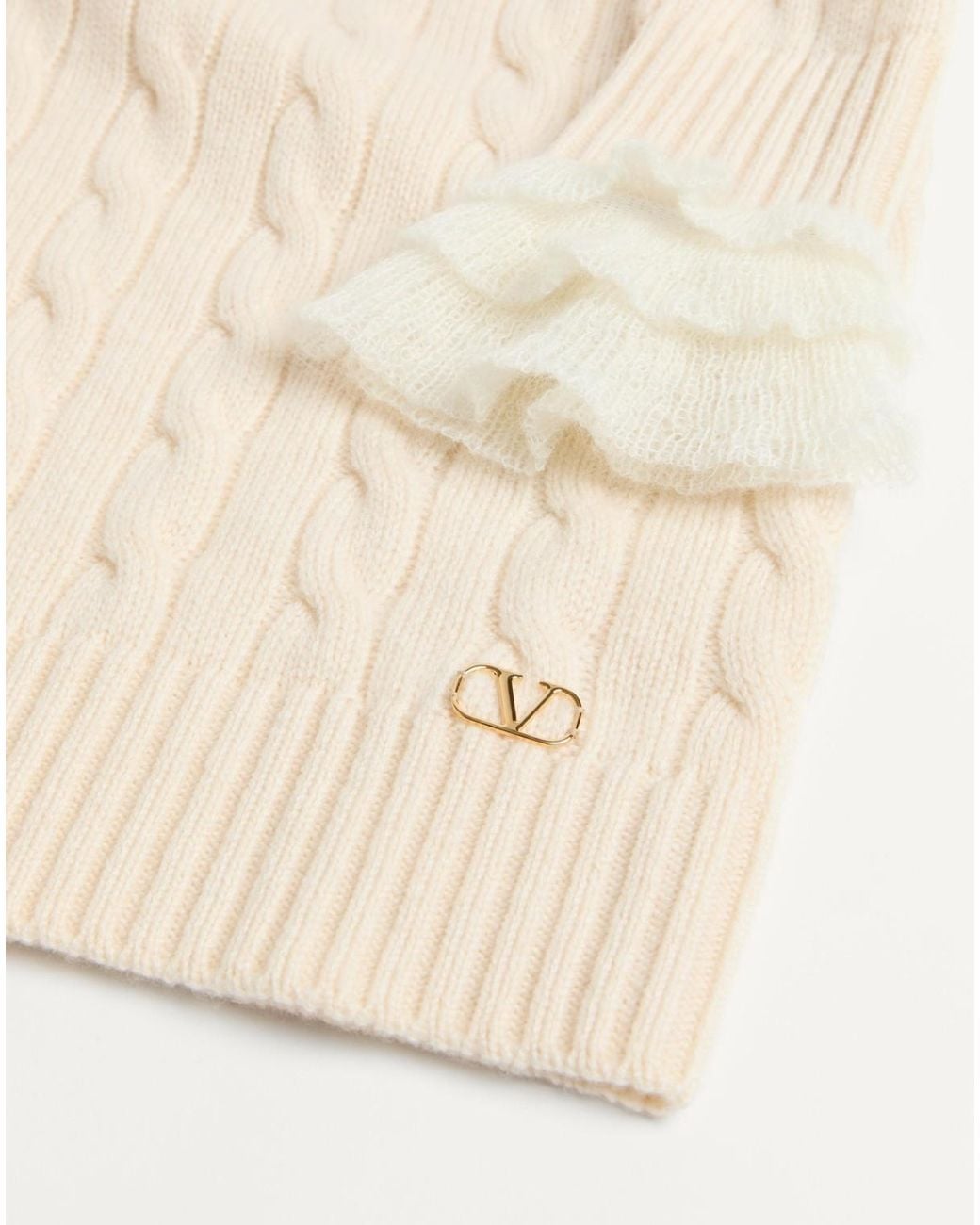 Valentino White Crewneck Long-Sleeved Jumper