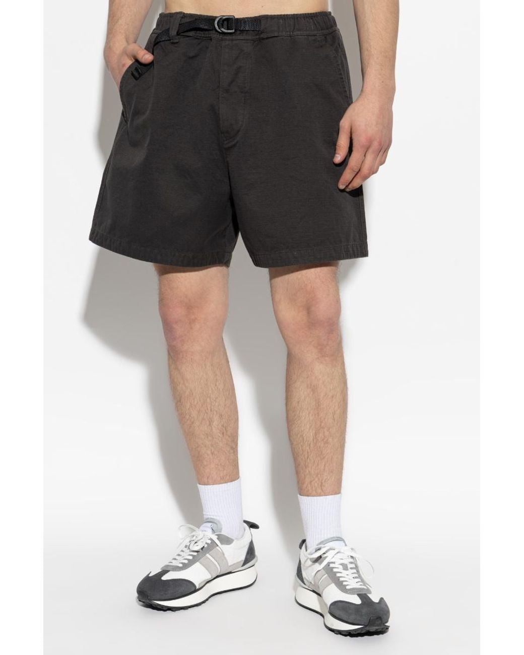 Stone Island Black X Marina Belt Shorts for men