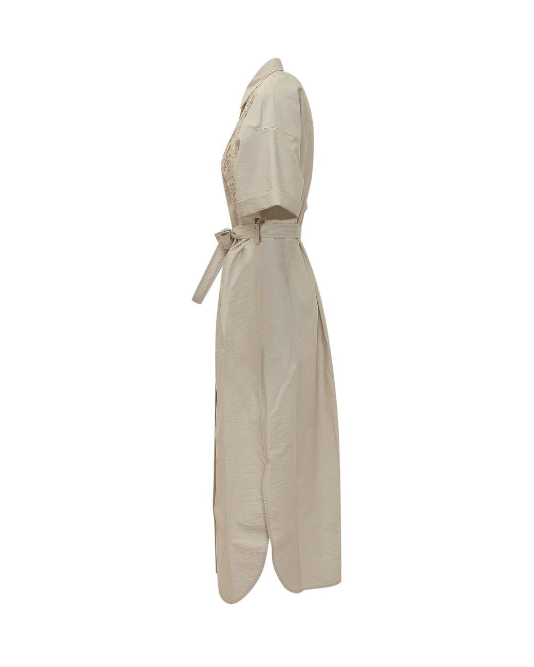 Brunello Cucinelli Natural Dazzling Seabed Embroidery Poplin Dress