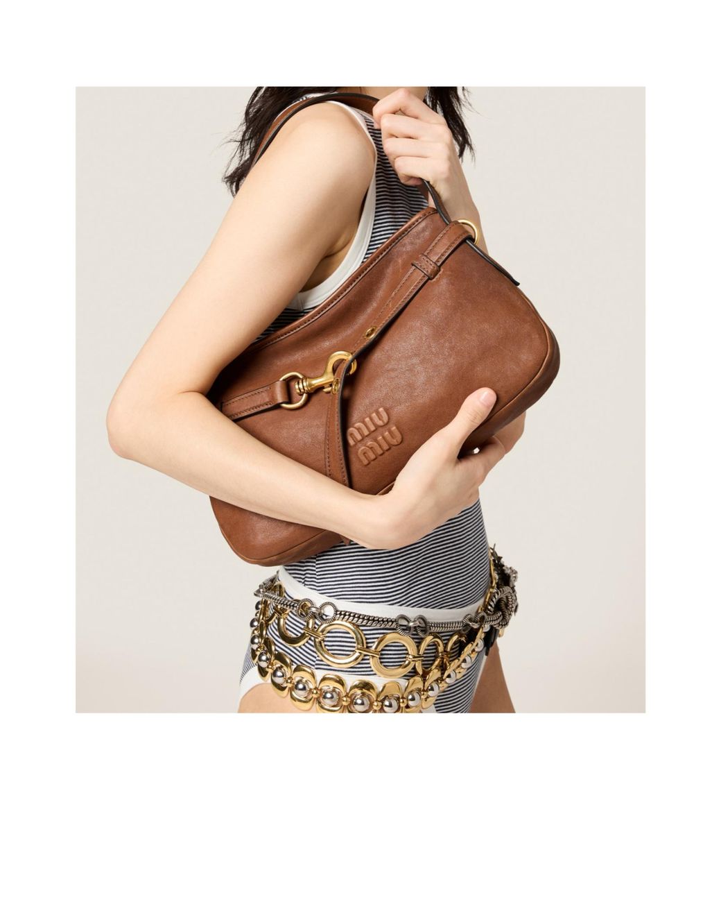 Miu Miu Brown Aventure Nappa Leather Bag