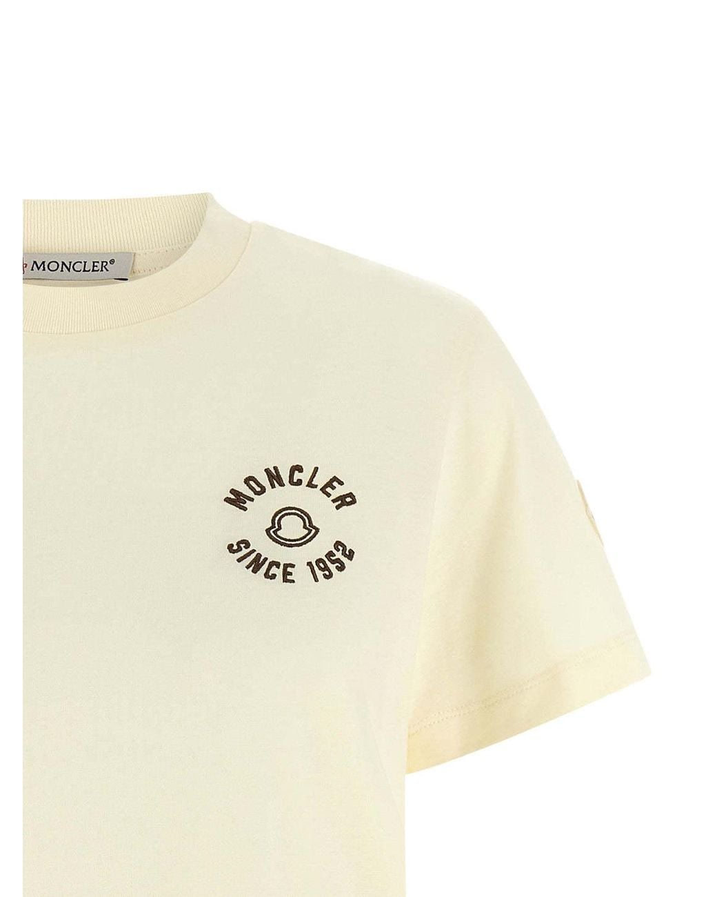 Moncler White Logo Patch Crewneck T-Shirt